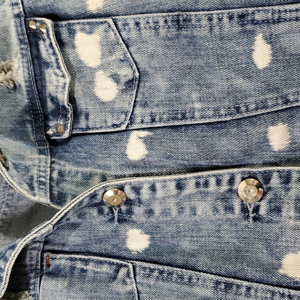 Boom BOOM JEANS SLEEVELESS SPIKE STUDDED DENIM JACKET Size XL - Picture 8 of 8